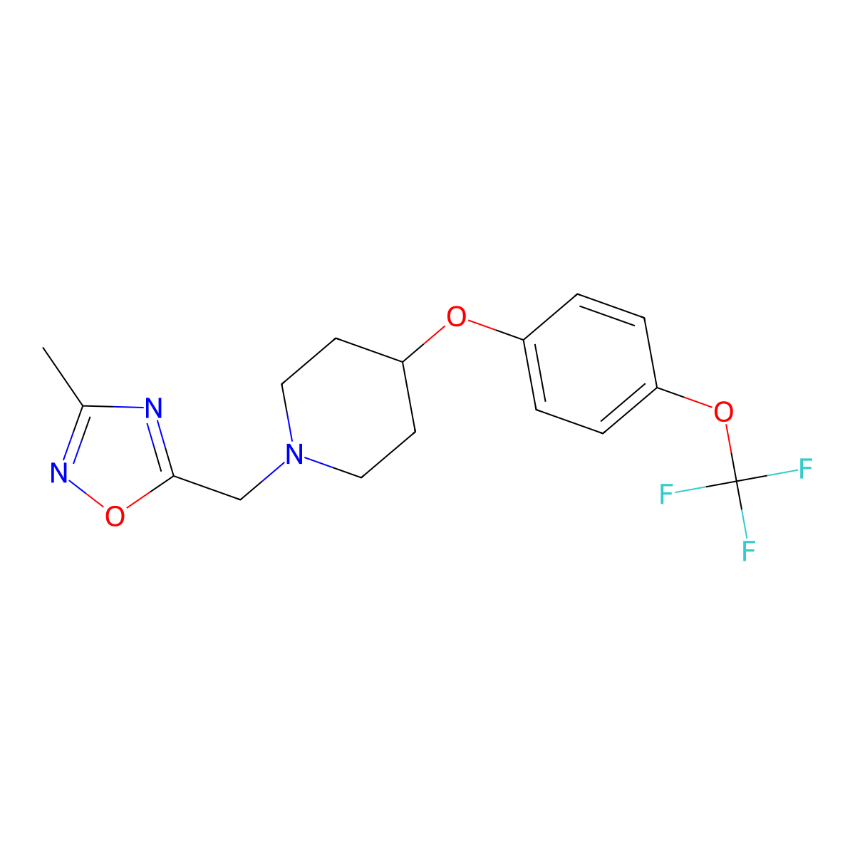 1-[(3-Methyl-1,2,4-oxadiazol-5-yl)methyl]-4-[4-(trifluoromethoxy)phenoxy]piperidine molecular structure, CAS 2770633-38-8