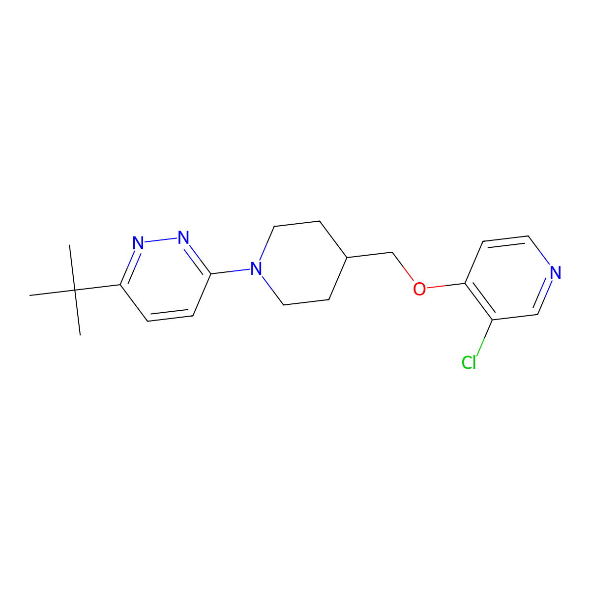 3-Tert-butyl-6-(4-{[(3-chloropyridin-4-yl)oxy]methyl}piperidin-1-yl)pyridazine molecular structure, CAS 2770633-42-4