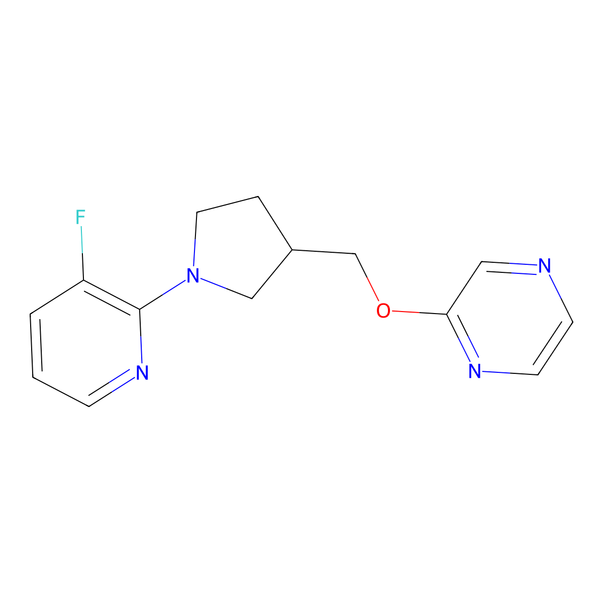 2-{[1-(3-Fluoropyridin-2-yl)pyrrolidin-3-yl]methoxy}pyrazine molecular structure, CAS 2770633-43-5