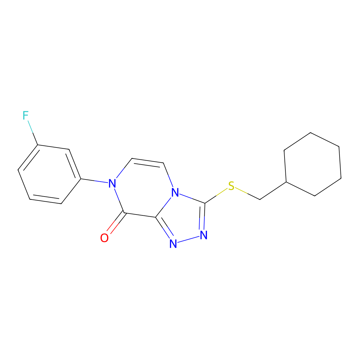3-[(cyclohexylmethyl)sulfanyl]-7-(3-fluorophenyl)-7H,8H-[1,2,4]triazolo[4,3-a]pyrazin-8-one molecular structure, CAS 2770633-50-4