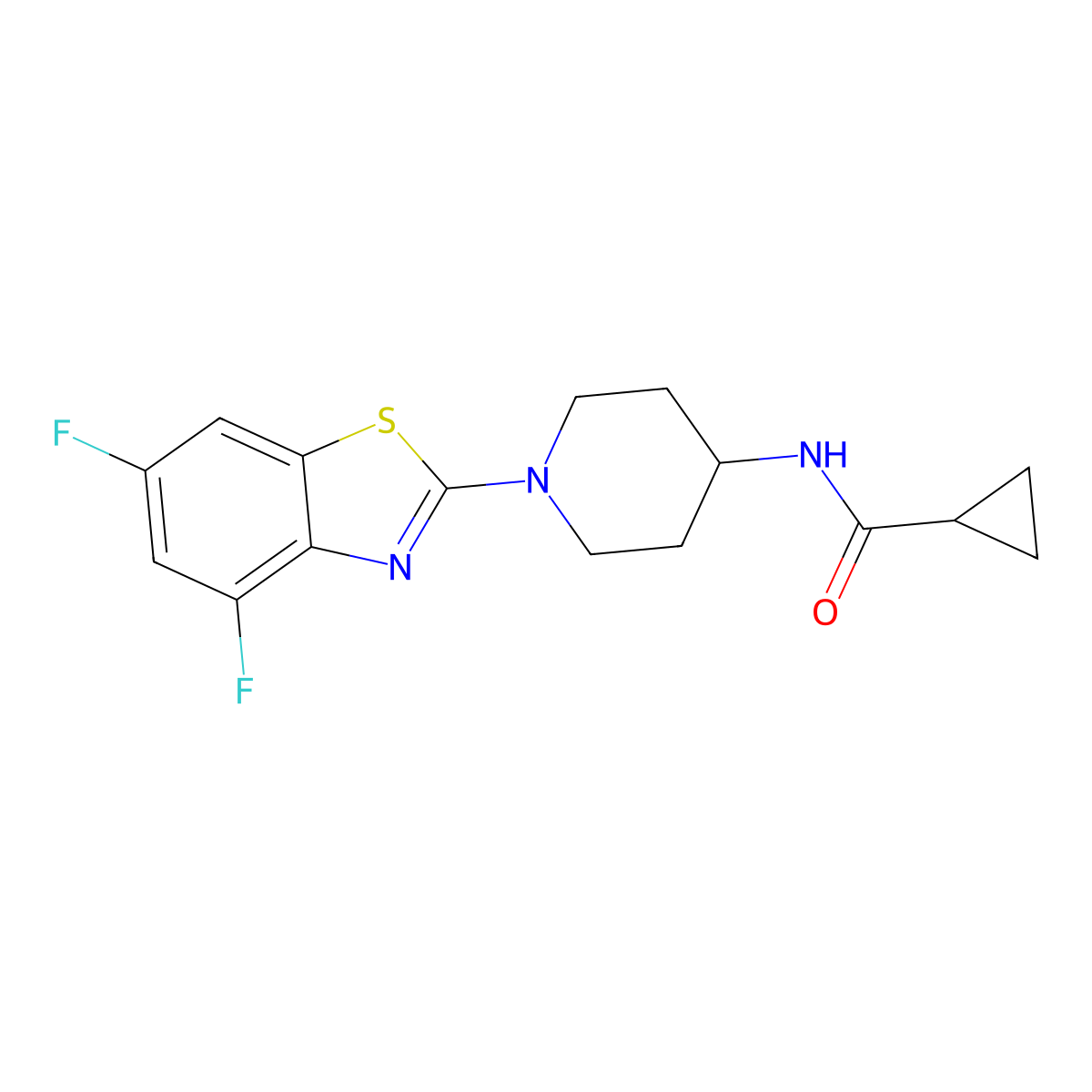 N-[1-(4,6-difluoro-1,3-benzothiazol-2-yl)piperidin-4-yl]cyclopropanecarboxamide molecular structure, CAS 2770633-51-5