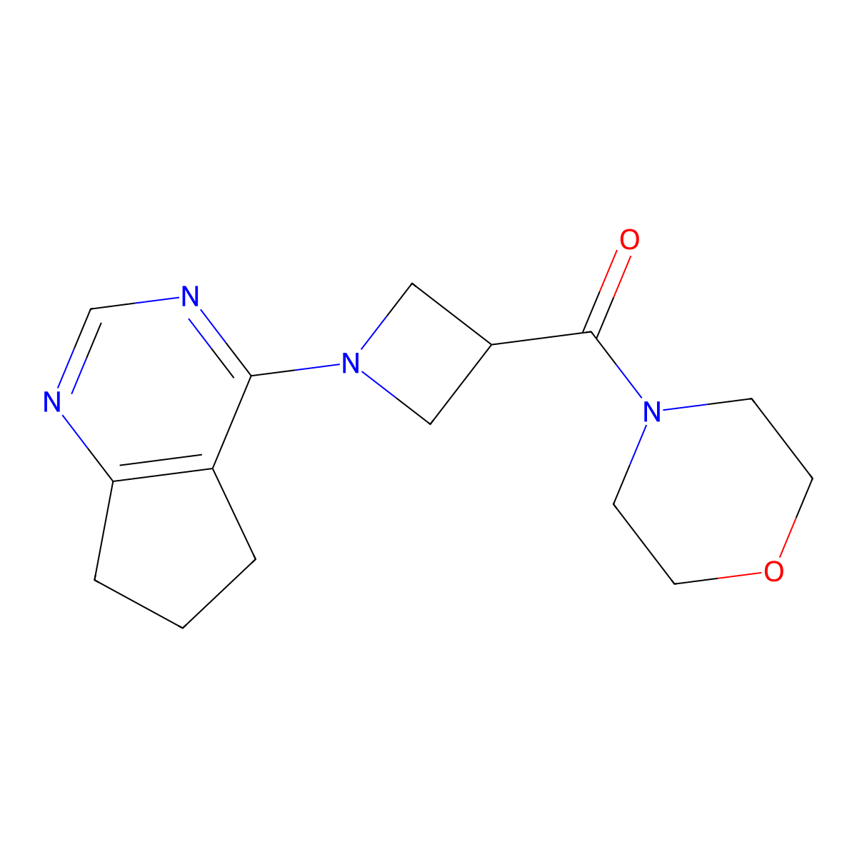 4-(1-{5H,6H,7H-cyclopenta[d]pyrimidin-4-yl}azetidine-3-carbonyl)morpholine molecular structure, CAS 2770633-58-2