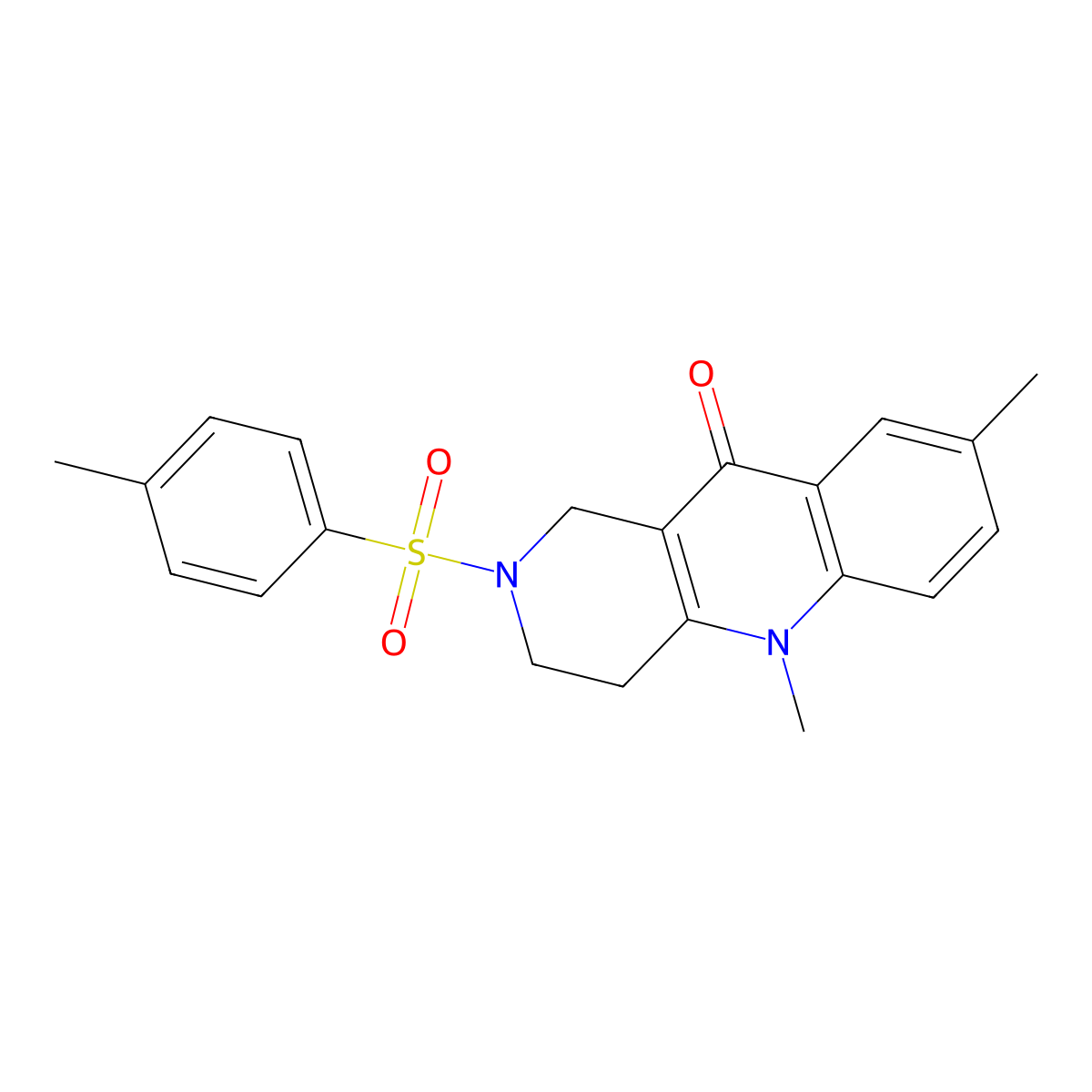 5,8-dimethyl-2-(4-methylbenzenesulfonyl)-1H,2H,3H,4H,5H,10H-benzo[b]1,6-naphthyridin-10-one molecular structure, CAS 2770633-61-7