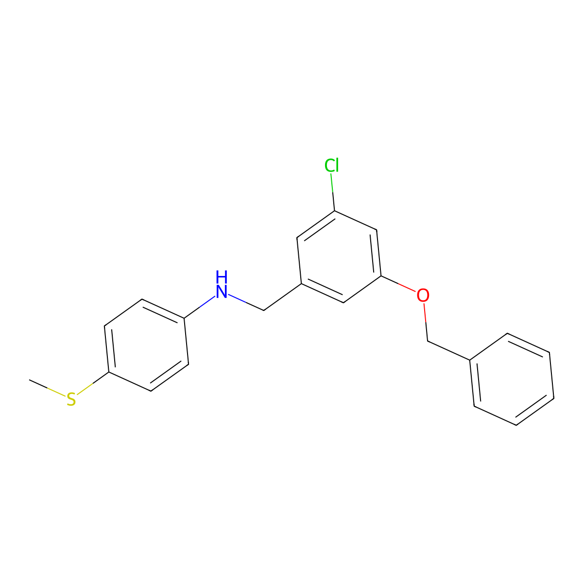 N-{[3-(benzyloxy)-5-chlorophenyl]methyl}-4-(methylsulfanyl)aniline molecular structure, CAS 2770633-63-9