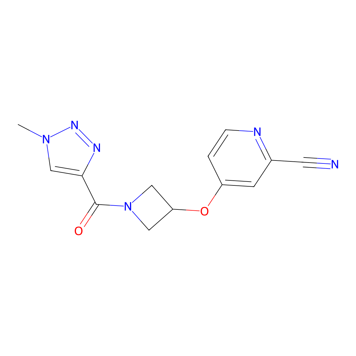 4-{[1-(1-methyl-1H-1,2,3-triazole-4-carbonyl)azetidin-3-yl]oxy}pyridine-2-carbonitrile molecular structure, CAS 2770633-68-4