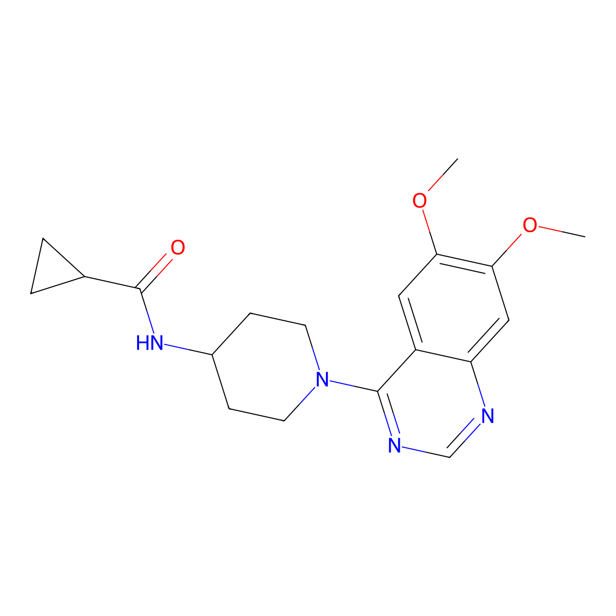 N-[1-(6,7-dimethoxyquinazolin-4-yl)piperidin-4-yl]cyclopropanecarboxamide molecular structure, CAS 2770633-72-0