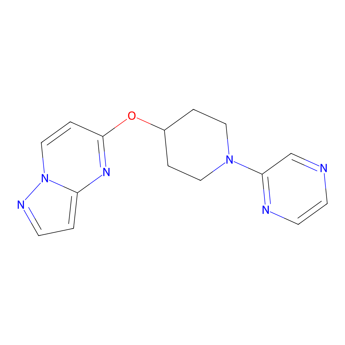 2-(4-{Pyrazolo[1,5-a]pyrimidin-5-yloxy}piperidin-1-yl)pyrazine molecular structure, CAS 2770633-74-2