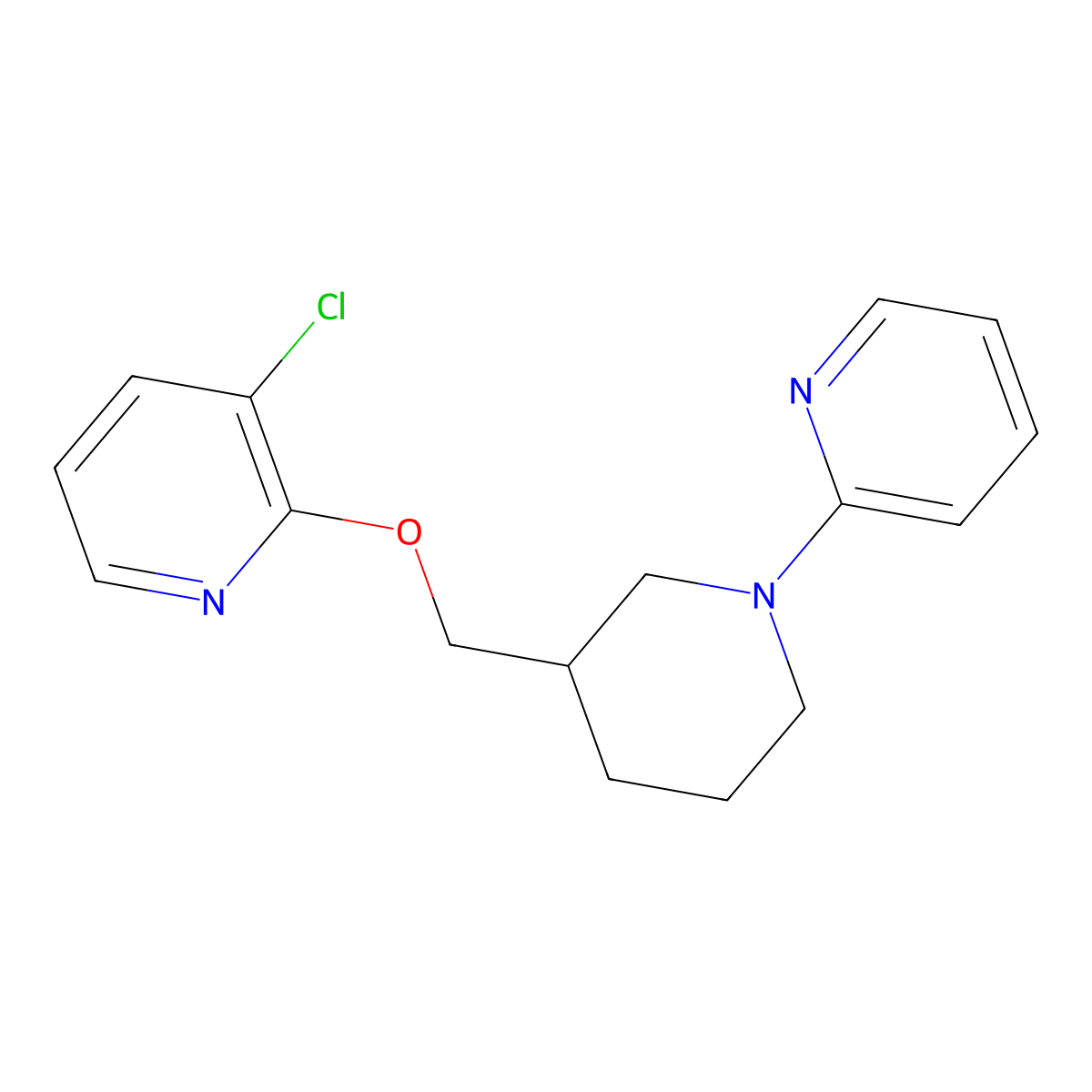 2-(3-{[(3-Chloropyridin-2-yl)oxy]methyl}piperidin-1-yl)pyridine molecular structure, CAS 2770633-77-5