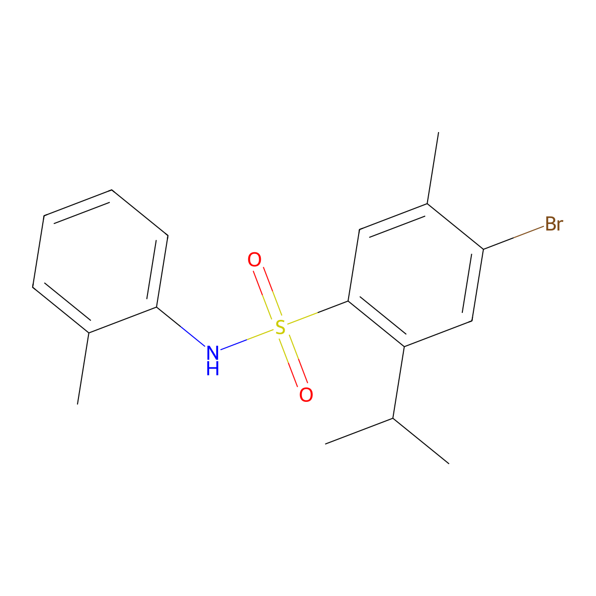 4-bromo-5-methyl-N-(2-methylphenyl)-2-(propan-2-yl)benzene-1-sulfonamide molecular structure, CAS 2770633-80-0