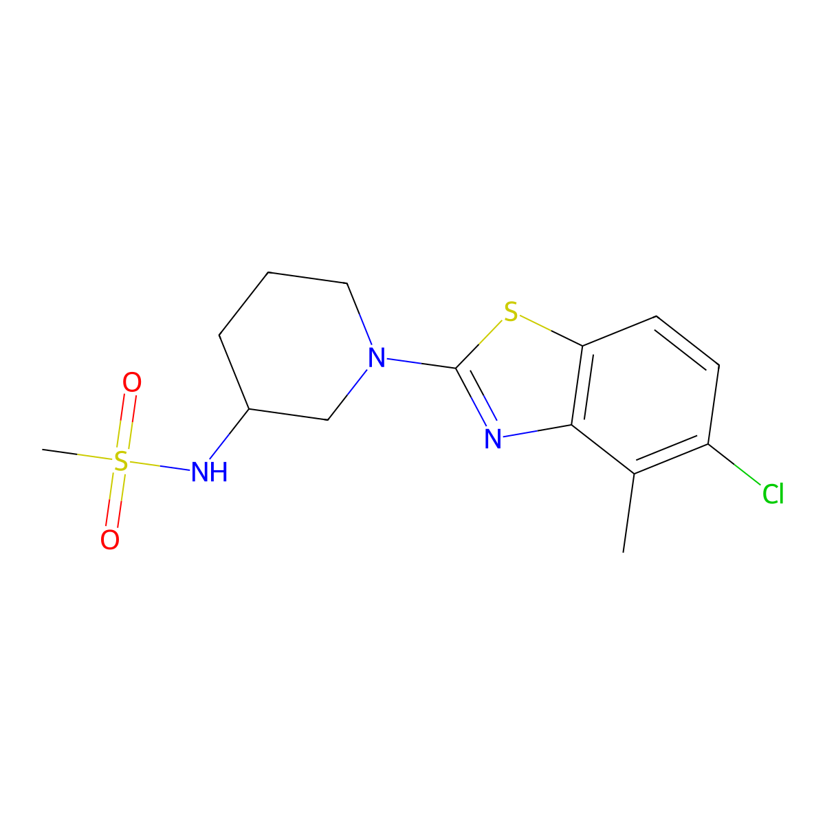 N-[1-(5-chloro-4-methyl-1,3-benzothiazol-2-yl)piperidin-3-yl]methanesulfonamide molecular structure, CAS 2770633-82-2