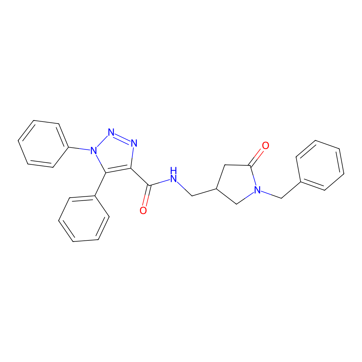 N-[(1-benzyl-5-oxopyrrolidin-3-yl)methyl]-1,5-diphenyl-1H-1,2,3-triazole-4-carboxamide molecular structure, CAS 2770633-88-8
