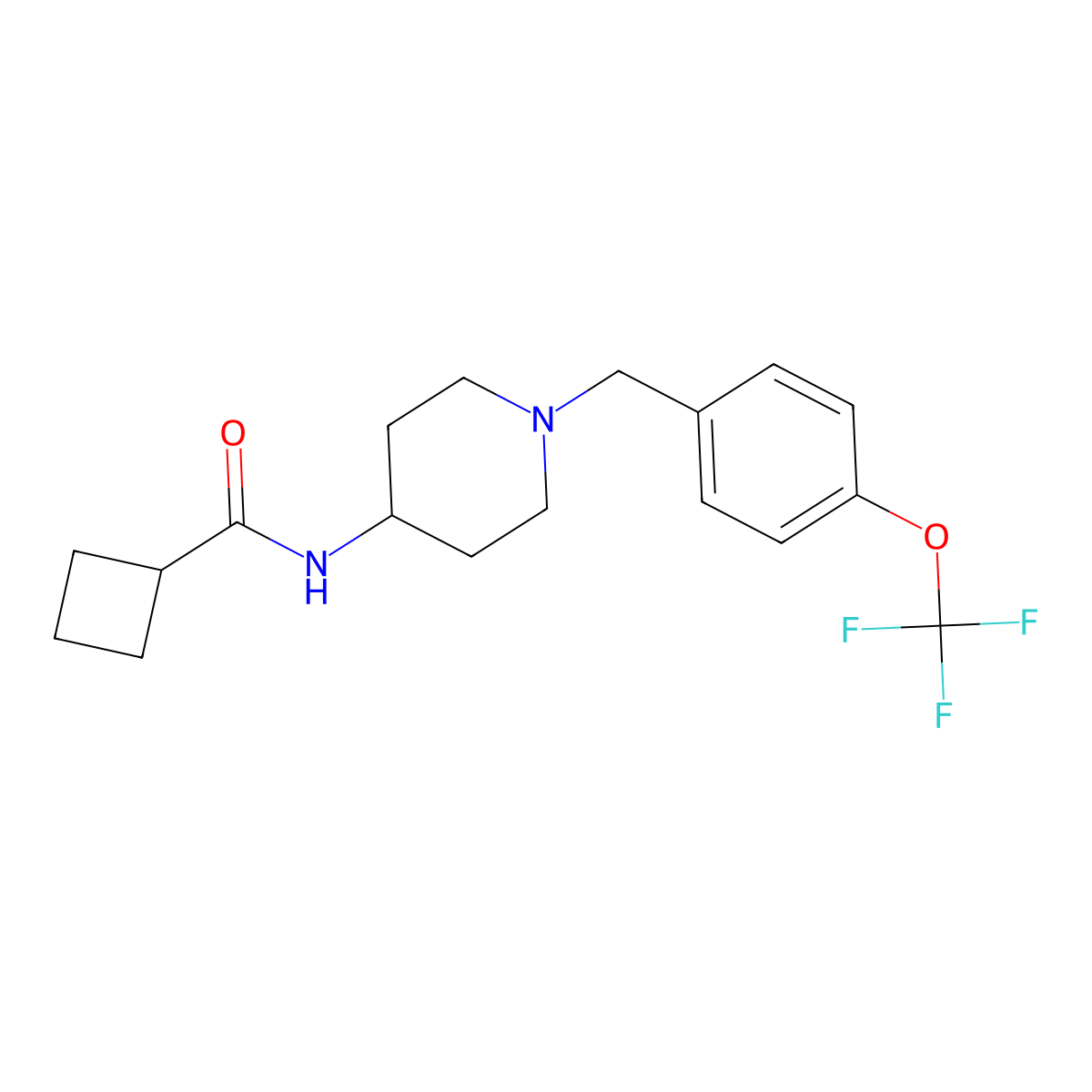N-(1-{[4-(trifluoromethoxy)phenyl]methyl}piperidin-4-yl)cyclobutanecarboxamide molecular structure, CAS 2770633-89-9