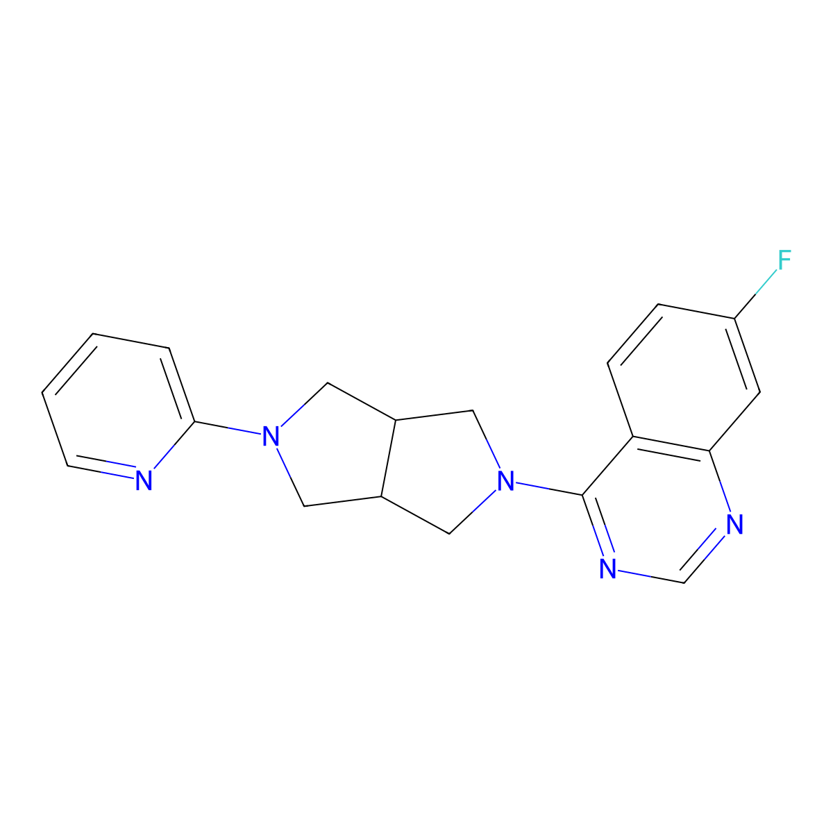 7-Fluoro-4-[5-(pyridin-2-yl)-octahydropyrrolo[3,4-c]pyrrol-2-yl]quinazoline molecular structure, CAS 2770633-90-2