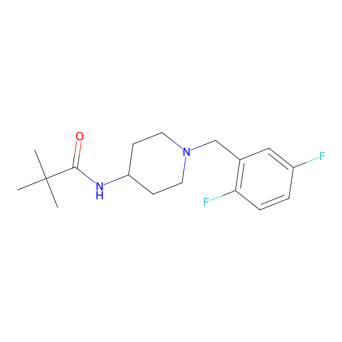 N-{1-[(2,5-difluorophenyl)methyl]piperidin-4-yl}-2,2-dimethylpropanamide molecular structure, CAS 2770633-92-4