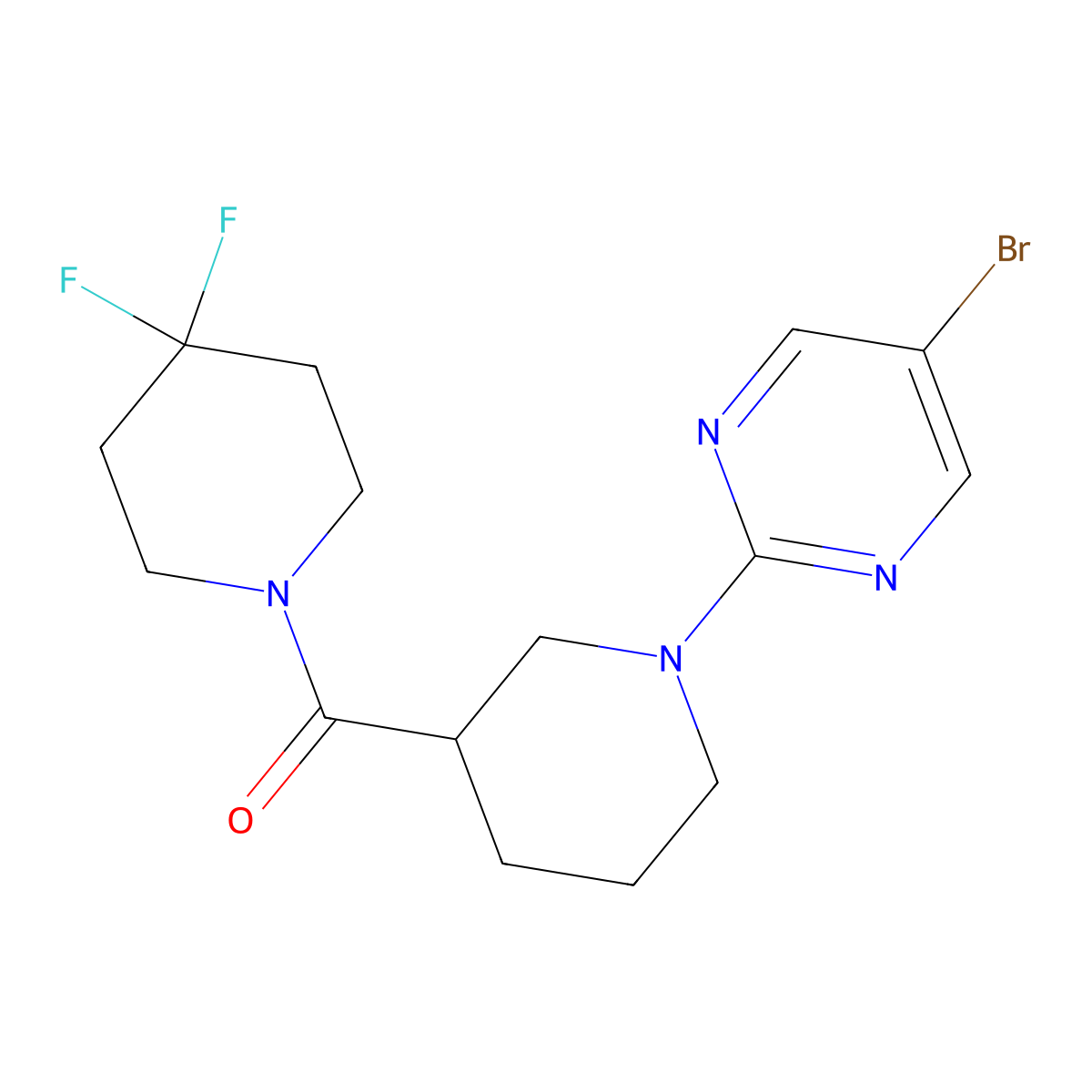 5-Bromo-2-[3-(4,4-difluoropiperidine-1-carbonyl)piperidin-1-yl]pyrimidine molecular structure, CAS 2770633-95-7