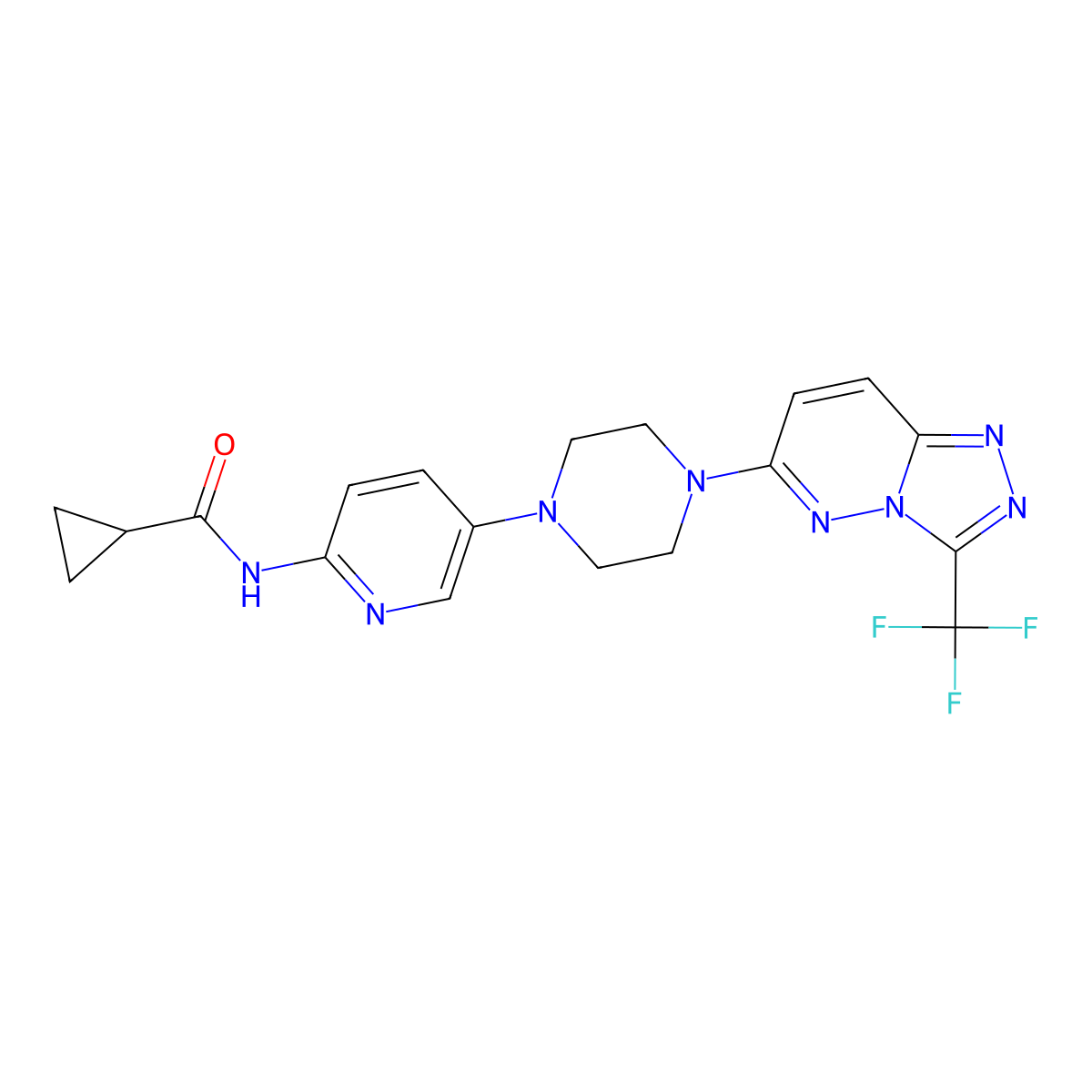 N-(5-{4-[3-(trifluoromethyl)-[1,2,4]triazolo[4,3-b]pyridazin-6-yl]piperazin-1-yl}pyridin-2-yl)cyclopropanecarboxamide molecular structure, CAS 2770634-00-7