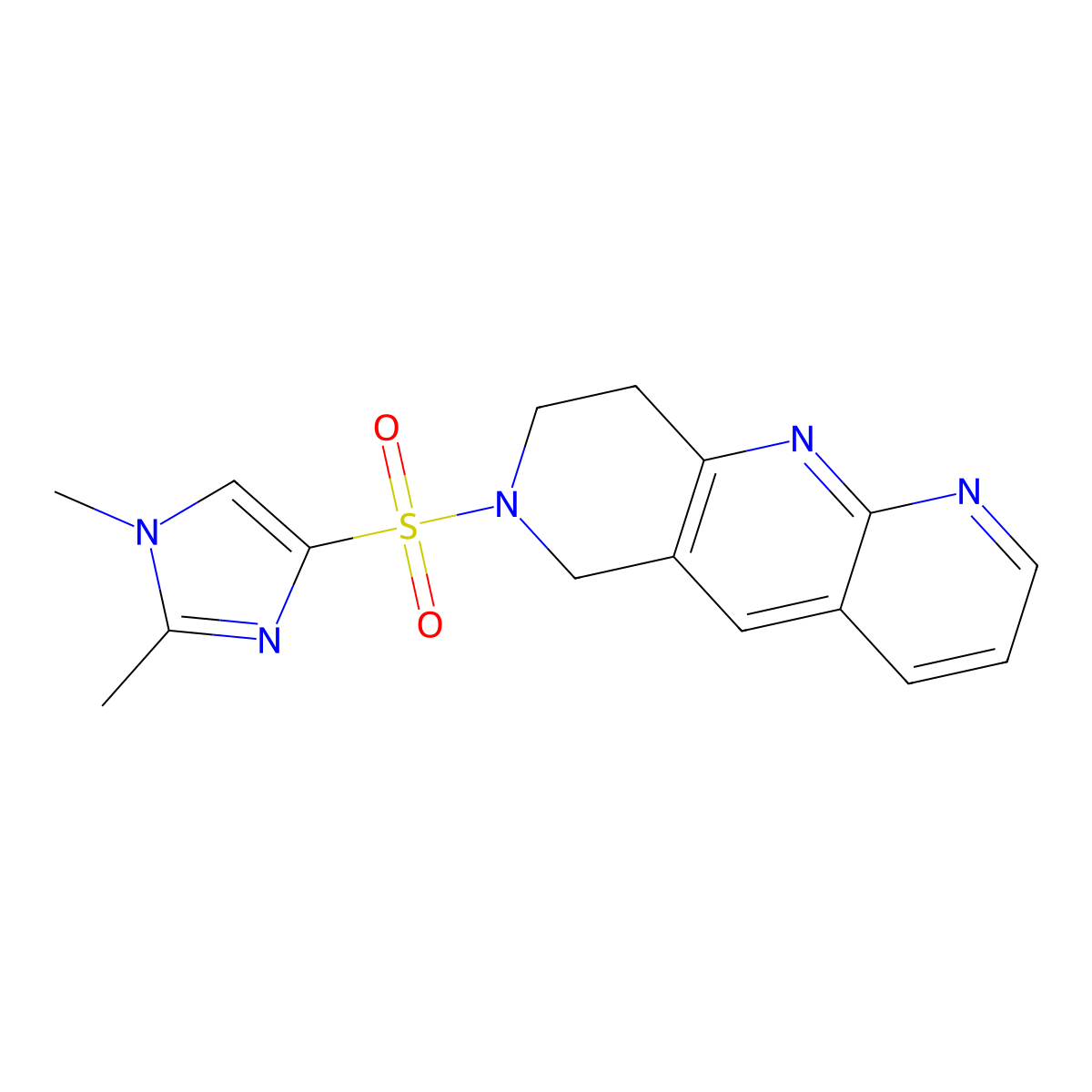 1,2-dimethyl-4-{6H,7H,8H,9H-pyrido[2,3-b]1,6-naphthyridine-7-sulfonyl}-1H-imidazole molecular structure, CAS 2770634-01-8