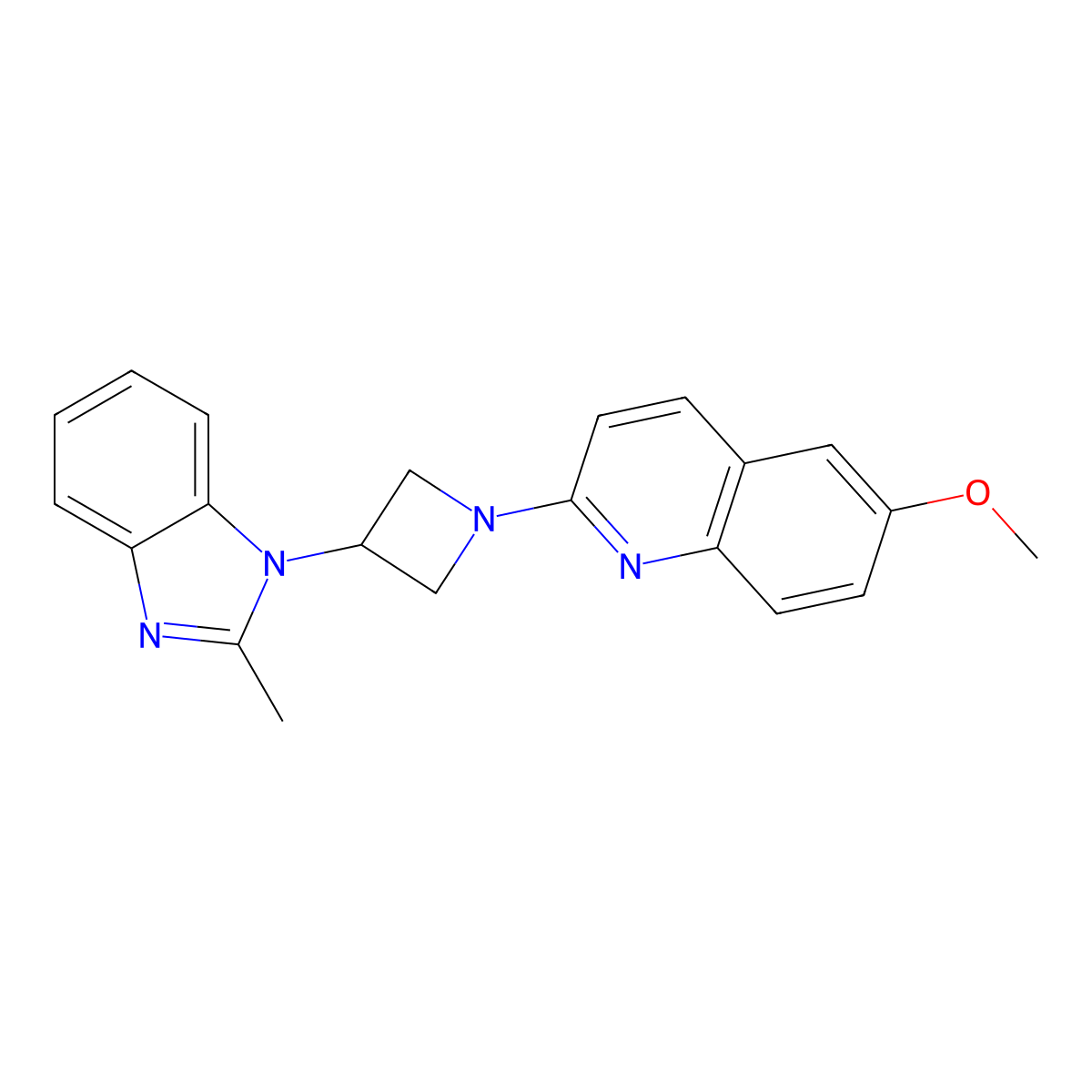 6-methoxy-2-[3-(2-methyl-1H-1,3-benzodiazol-1-yl)azetidin-1-yl]quinoline molecular structure, CAS 2770634-04-1