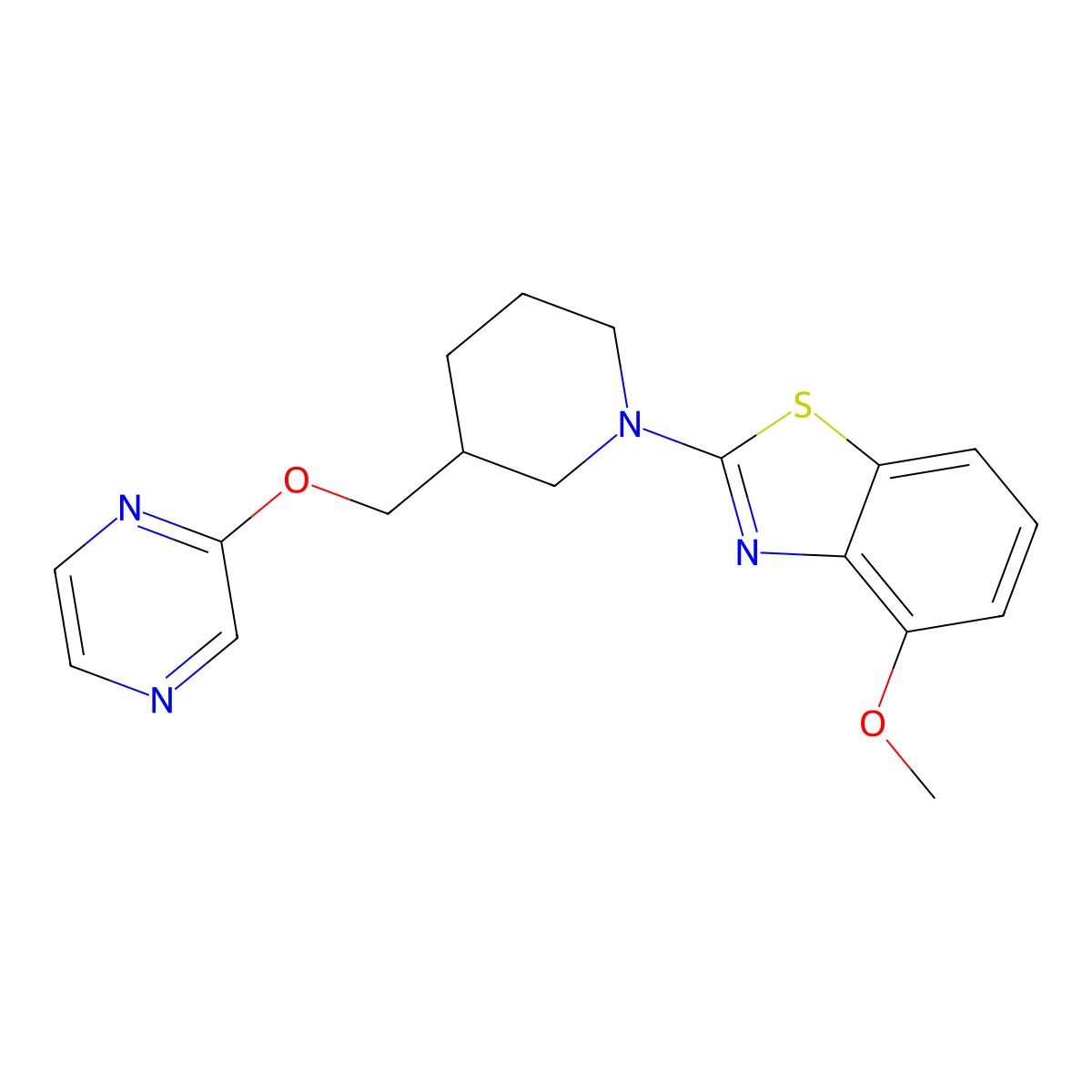 4-Methoxy-2-{3-[(pyrazin-2-yloxy)methyl]piperidin-1-yl}-1,3-benzothiazole molecular structure, CAS 2770634-06-3