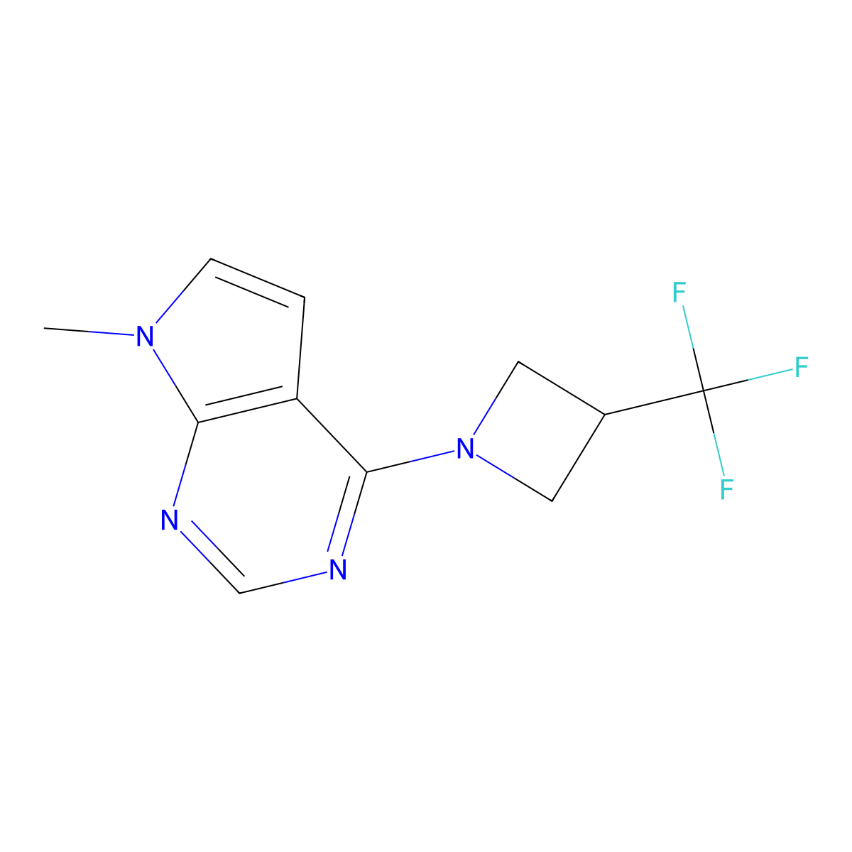 1-{7-methyl-7H-pyrrolo[2,3-d]pyrimidin-4-yl}-3-(trifluoromethyl)azetidine molecular structure, CAS 2770634-08-5