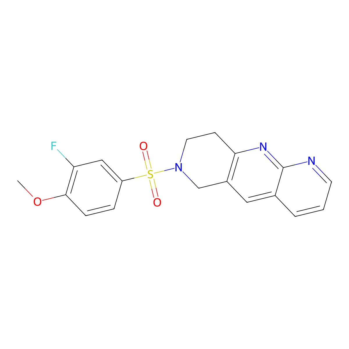 7-(3-fluoro-4-methoxybenzenesulfonyl)-6H,7H,8H,9H-pyrido[2,3-b]1,6-naphthyridine molecular structure, CAS 2770634-09-6