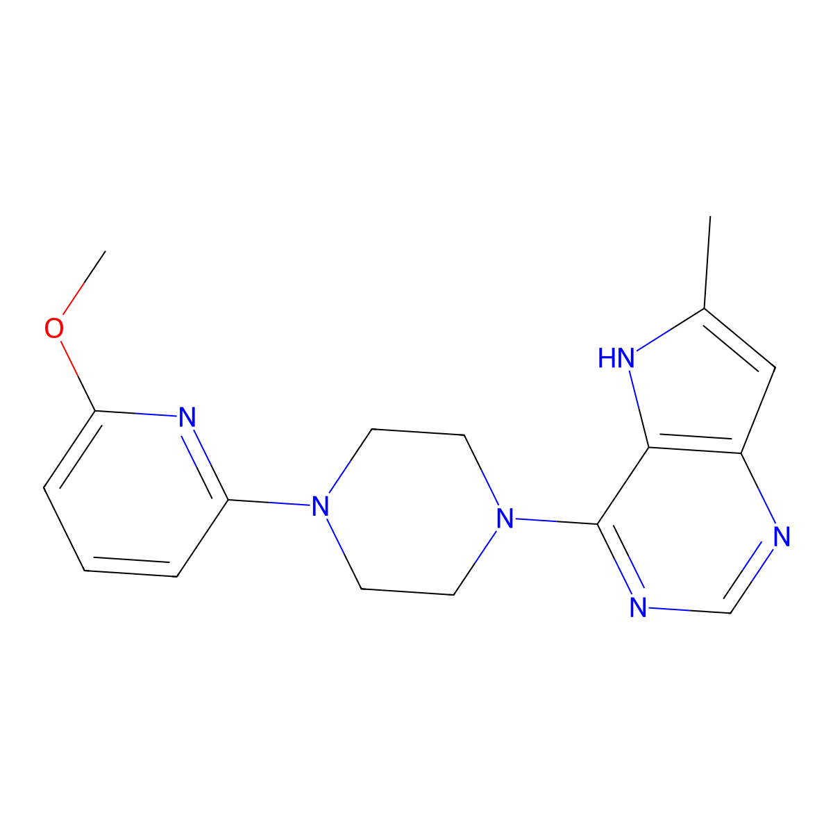 1-(6-methoxypyridin-2-yl)-4-{6-methyl-5H-pyrrolo[3,2-d]pyrimidin-4-yl}piperazine molecular structure, CAS 2770634-10-9