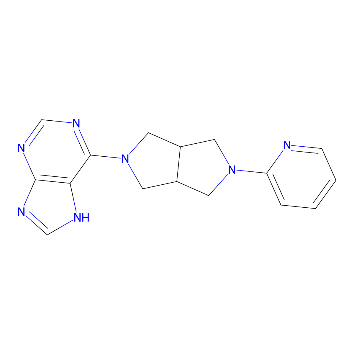 6-[5-(pyridin-2-yl)-octahydropyrrolo[3,4-c]pyrrol-2-yl]-9H-purine molecular structure, CAS 2770634-14-3