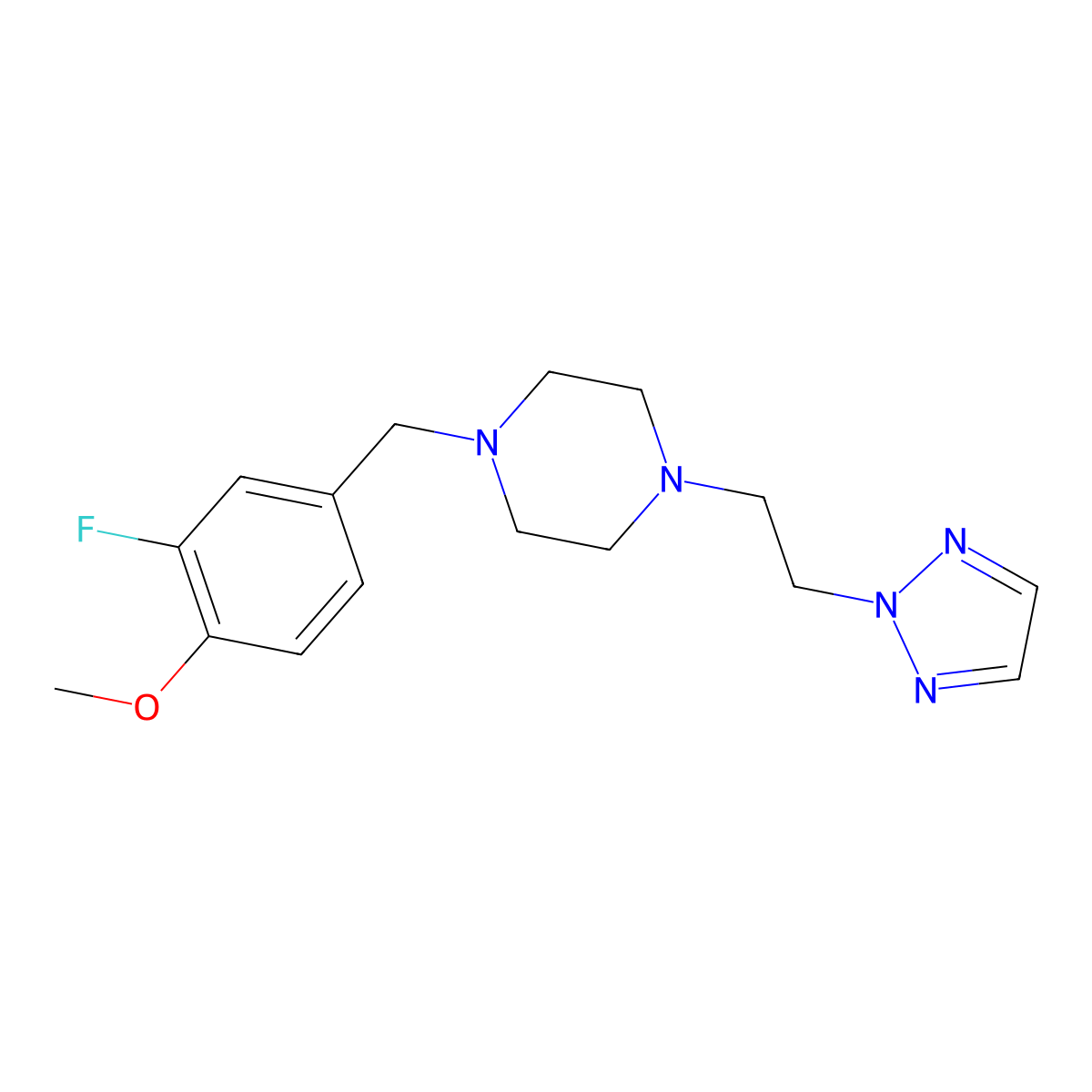 1-[(3-fluoro-4-methoxyphenyl)methyl]-4-[2-(2H-1,2,3-triazol-2-yl)ethyl]piperazine molecular structure, CAS 2770634-22-3