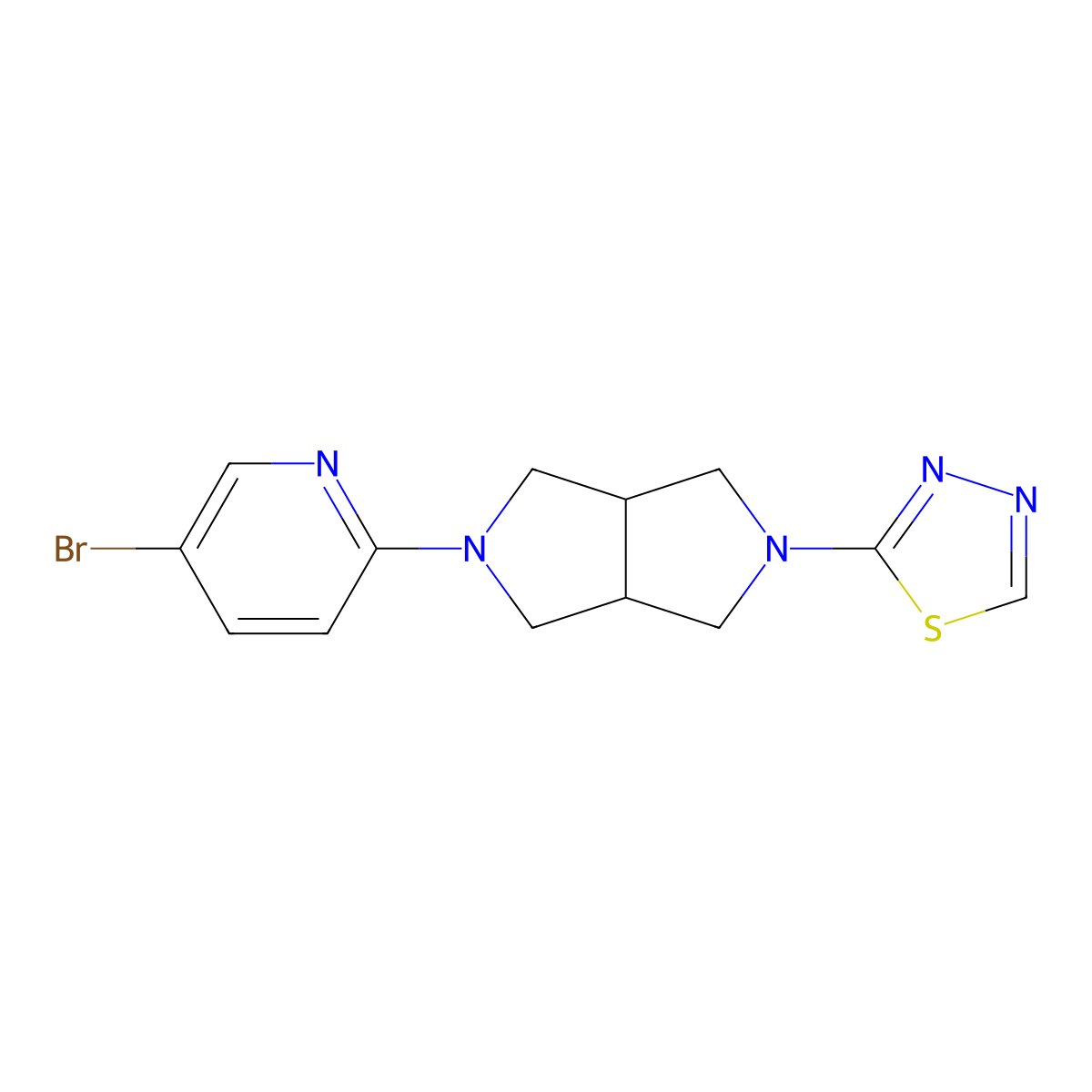 5-Bromo-2-[5-(1,3,4-thiadiazol-2-yl)-octahydropyrrolo[3,4-c]pyrrol-2-yl]pyridine molecular structure, CAS 2770634-24-5
