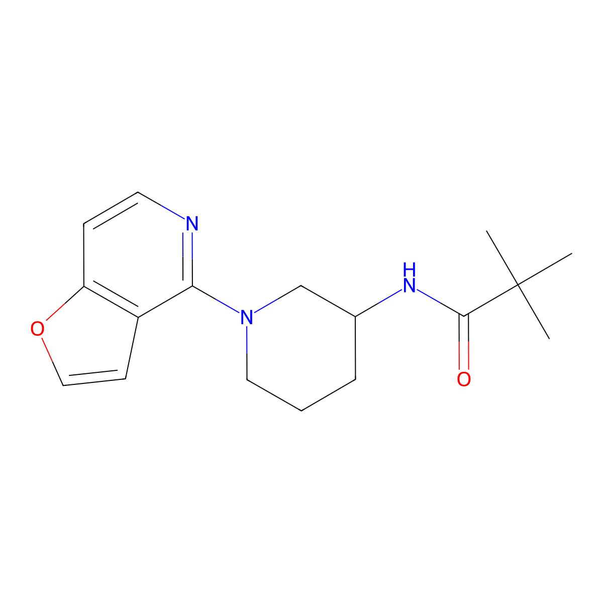 N-(1-{furo[3,2-c]pyridin-4-yl}piperidin-3-yl)-2,2-dimethylpropanamide molecular structure, CAS 2770634-25-6