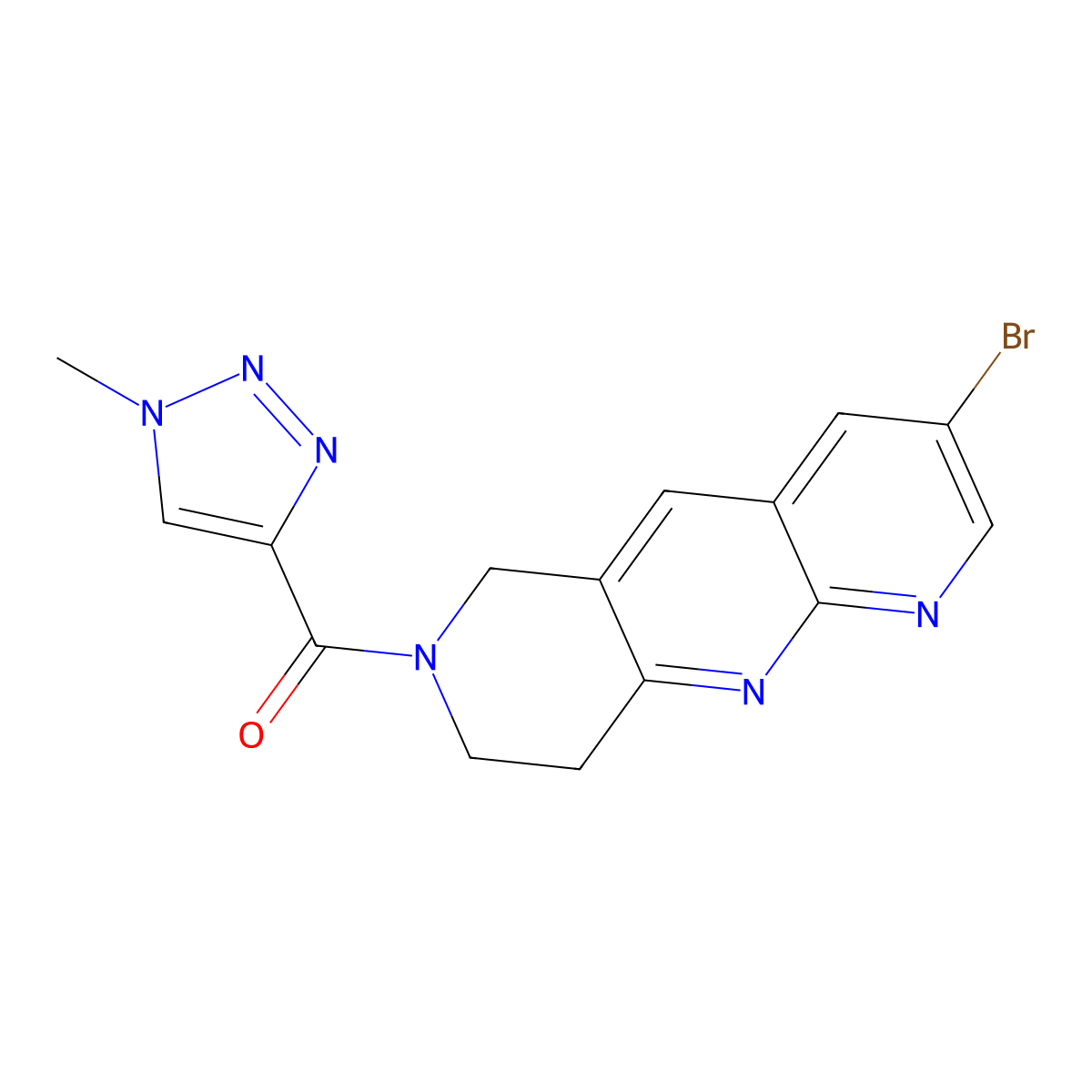 4-{3-bromo-6H,7H,8H,9H-pyrido[2,3-b]1,6-naphthyridine-7-carbonyl}-1-methyl-1H-1,2,3-triazole molecular structure, CAS 2770634-27-8