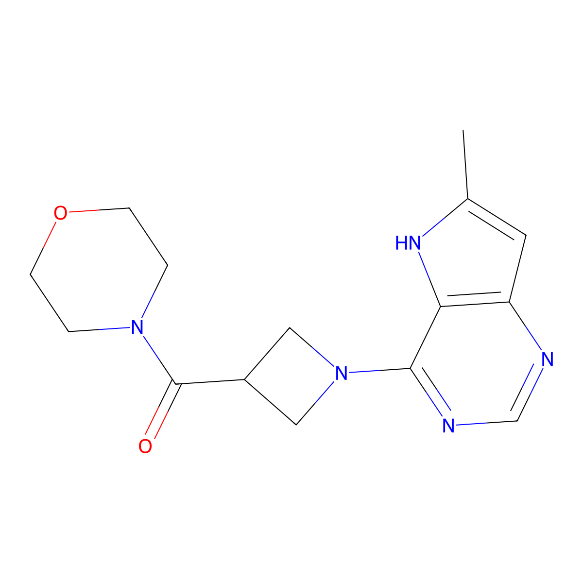 4-(1-{6-methyl-5H-pyrrolo[3,2-d]pyrimidin-4-yl}azetidine-3-carbonyl)morpholine molecular structure, CAS 2770634-28-9