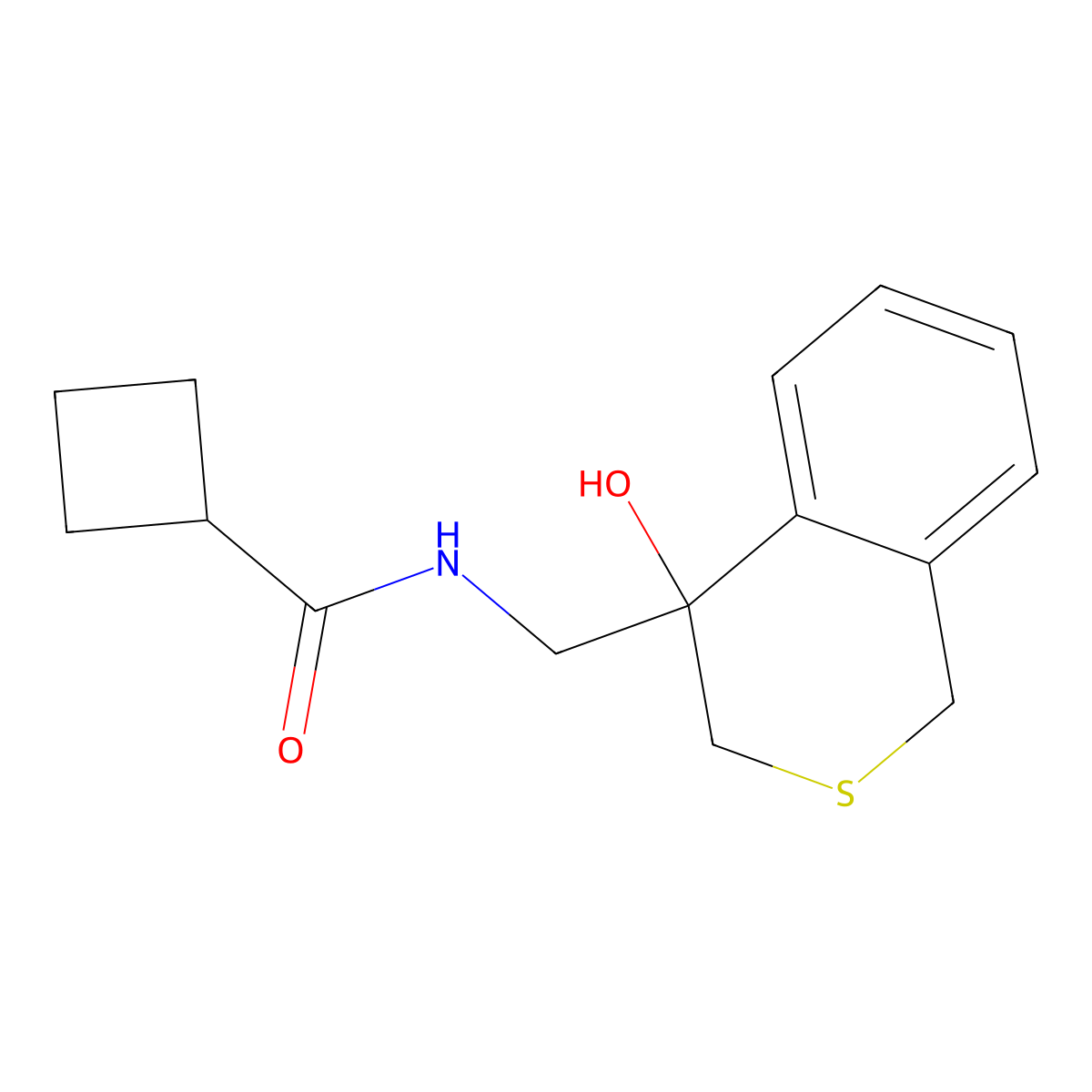 N-[(4-hydroxy-3,4-dihydro-1H-2-benzothiopyran-4-yl)methyl]cyclobutanecarboxamide molecular structure, CAS 2770634-33-6