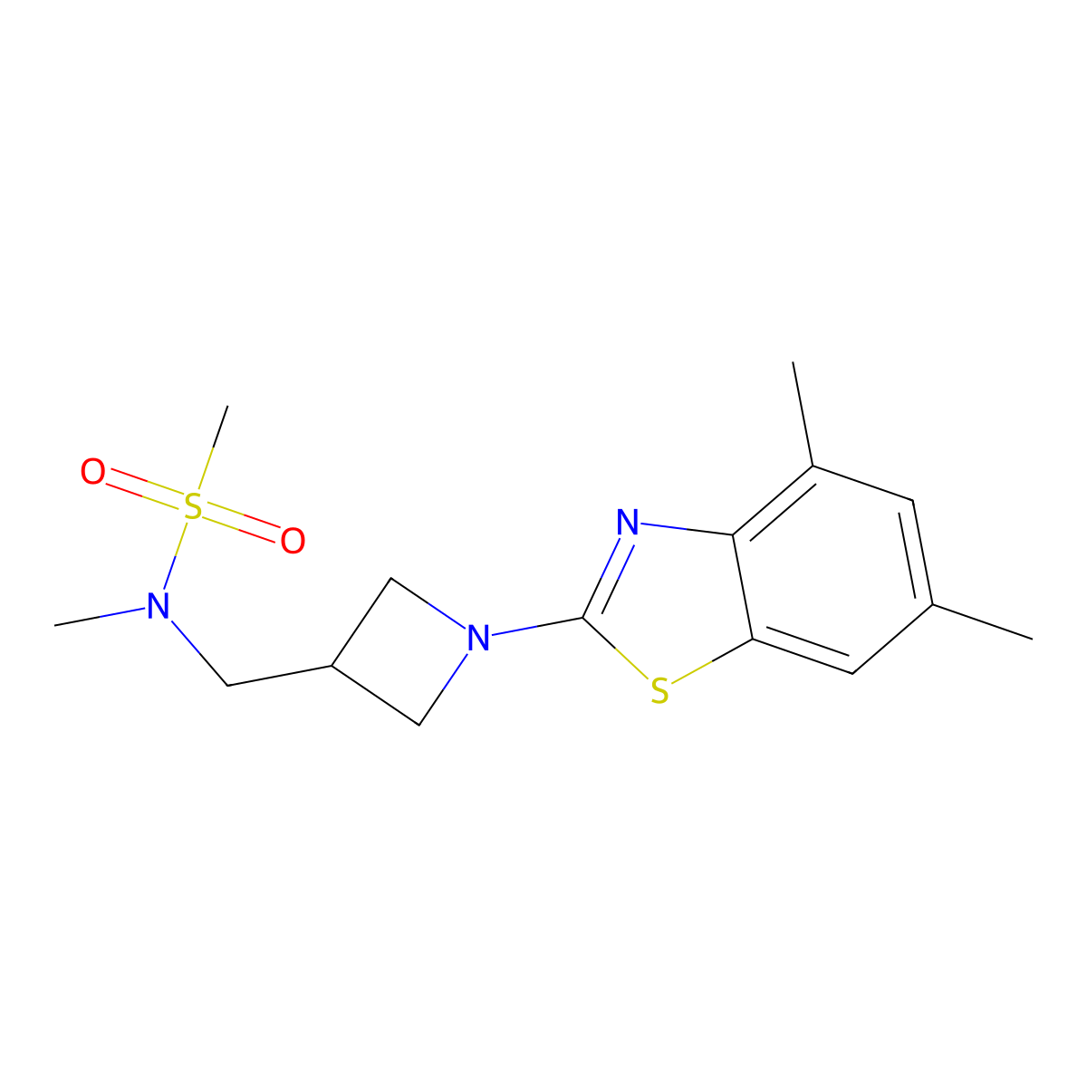 N-{[1-(4,6-dimethyl-1,3-benzothiazol-2-yl)azetidin-3-yl]methyl}-N-methylmethanesulfonamide molecular structure, CAS 2770634-39-2