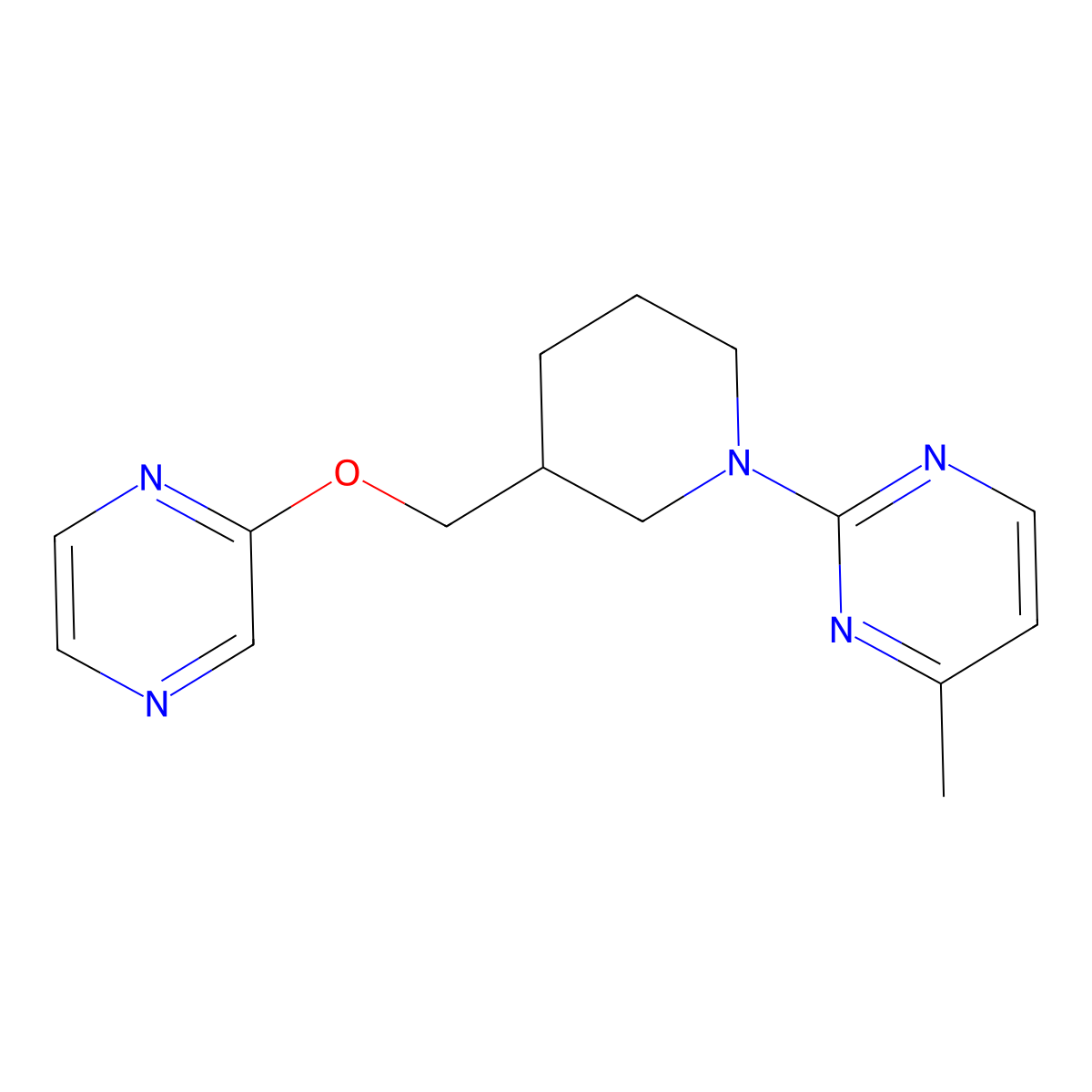 4-Methyl-2-{3-[(pyrazin-2-yloxy)methyl]piperidin-1-yl}pyrimidine molecular structure, CAS 2770634-43-8