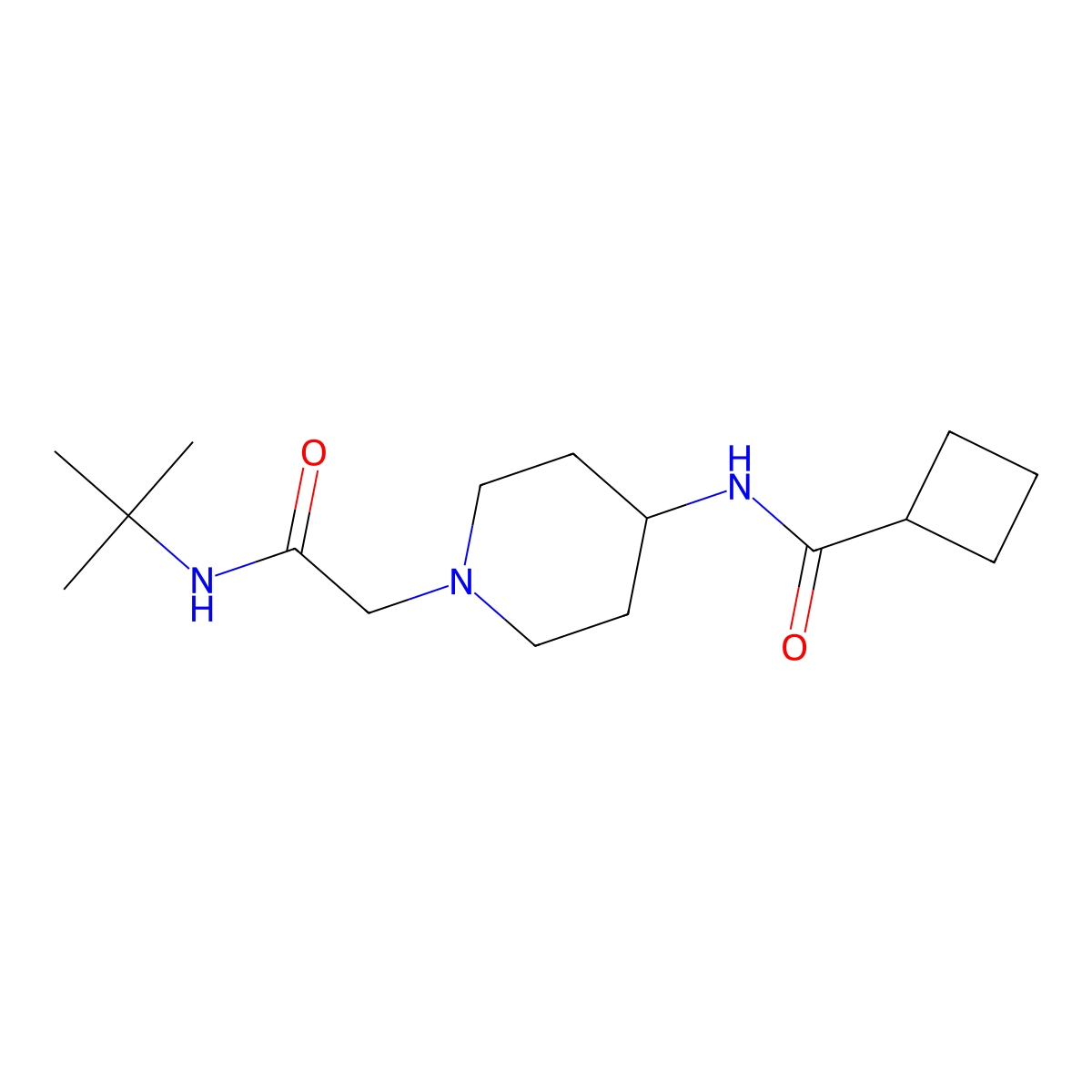 N-{1-[(tert-butylcarbamoyl)methyl]piperidin-4-yl}cyclobutanecarboxamide molecular structure, CAS 2770634-44-9