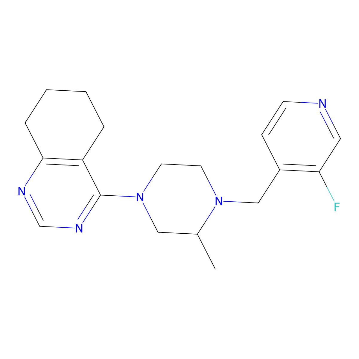 4-{4-[(3-Fluoropyridin-4-yl)methyl]-3-methylpiperazin-1-yl}-5,6,7,8-tetrahydroquinazoline molecular structure, CAS 2770634-48-3