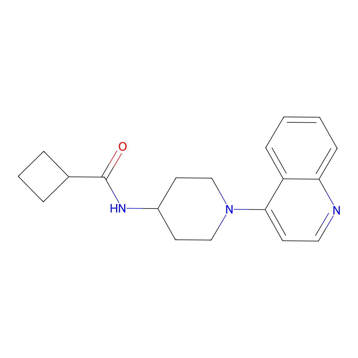 N-[1-(quinolin-4-yl)piperidin-4-yl]cyclobutanecarboxamide molecular structure, CAS 2770634-52-9