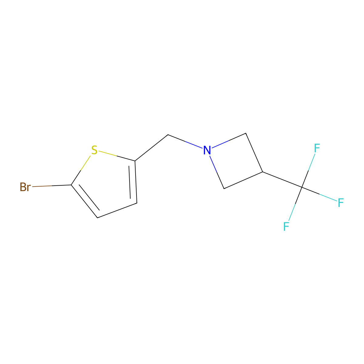 1-[(5-Bromothiophen-2-yl)methyl]-3-(trifluoromethyl)azetidine molecular structure, CAS 2770634-56-3