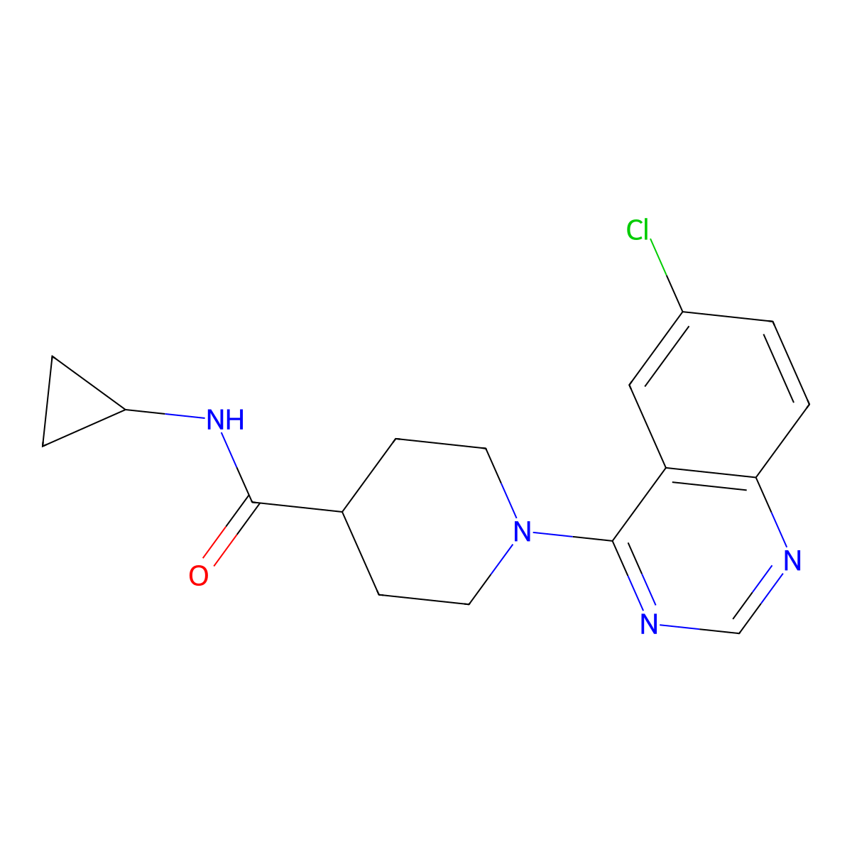 1-(6-chloroquinazolin-4-yl)-N-cyclopropylpiperidine-4-carboxamide molecular structure, CAS 2770634-58-5