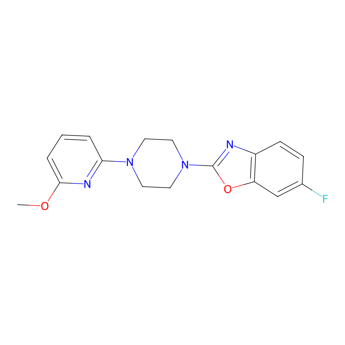 6-Fluoro-2-[4-(6-methoxypyridin-2-yl)piperazin-1-yl]-1,3-benzoxazole molecular structure, CAS 2770634-68-7