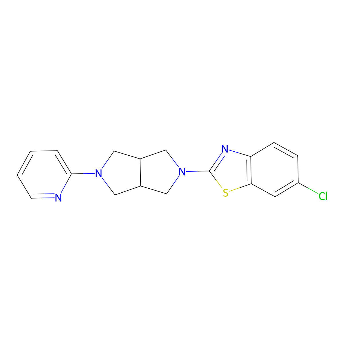6-Chloro-2-[5-(pyridin-2-yl)-octahydropyrrolo[3,4-c]pyrrol-2-yl]-1,3-benzothiazole molecular structure, CAS 2770634-78-9