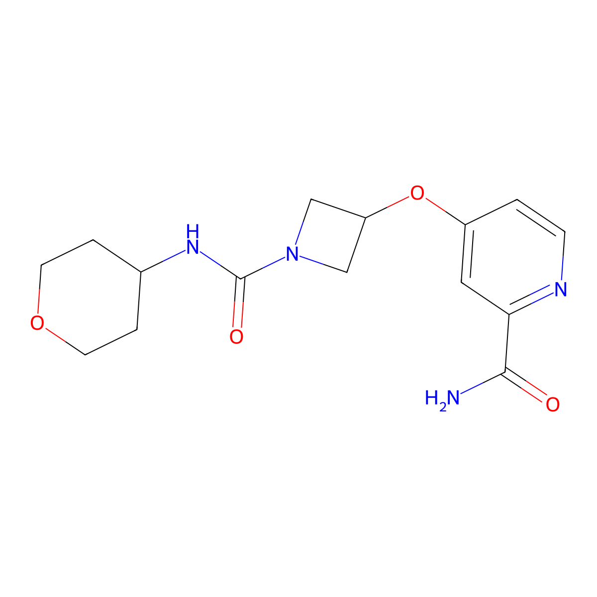 4-({1-[(Oxan-4-yl)carbamoyl]azetidin-3-yl}oxy)pyridine-2-carboxamide molecular structure, CAS 2770634-80-3