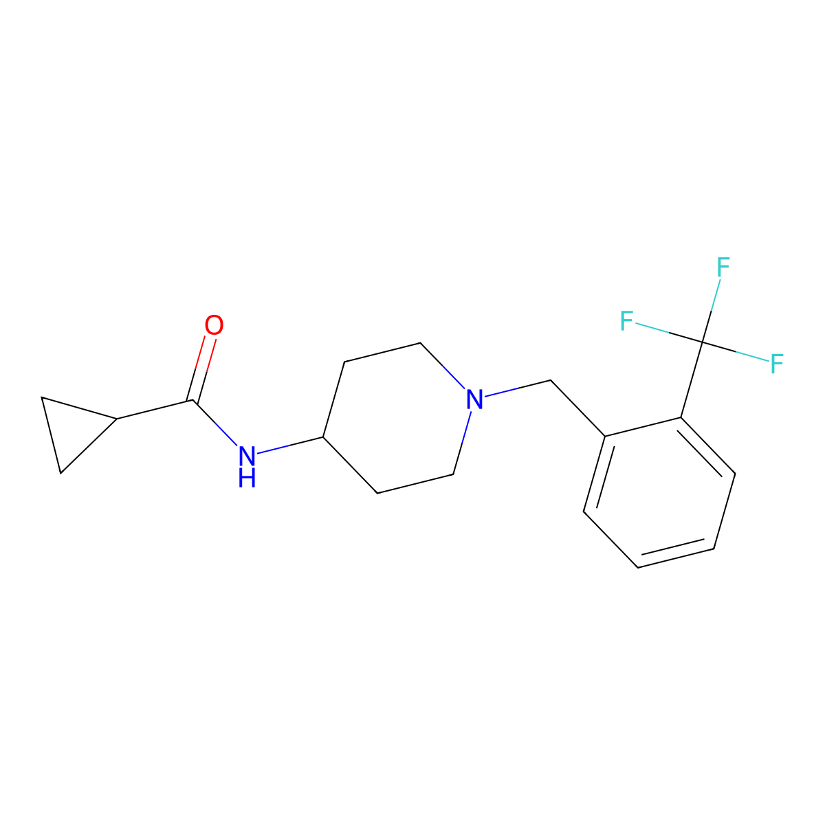 N-(1-{[2-(trifluoromethyl)phenyl]methyl}piperidin-4-yl)cyclopropanecarboxamide molecular structure, CAS 2770634-82-5