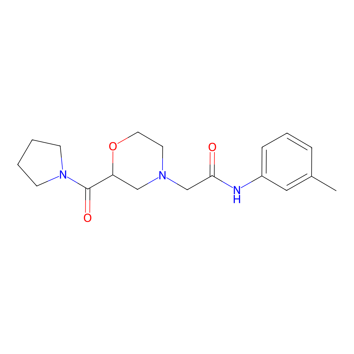 N-(3-methylphenyl)-2-[2-(pyrrolidine-1-carbonyl)morpholin-4-yl]acetamide molecular structure, CAS 2770634-87-0