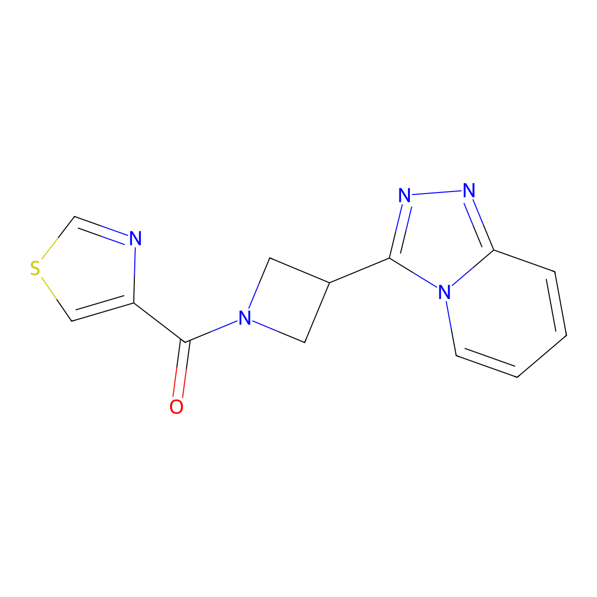 4-(3-{[1,2,4]Triazolo[4,3-a]pyridin-3-yl}azetidine-1-carbonyl)-1,3-thiazole molecular structure, CAS 2770634-89-2