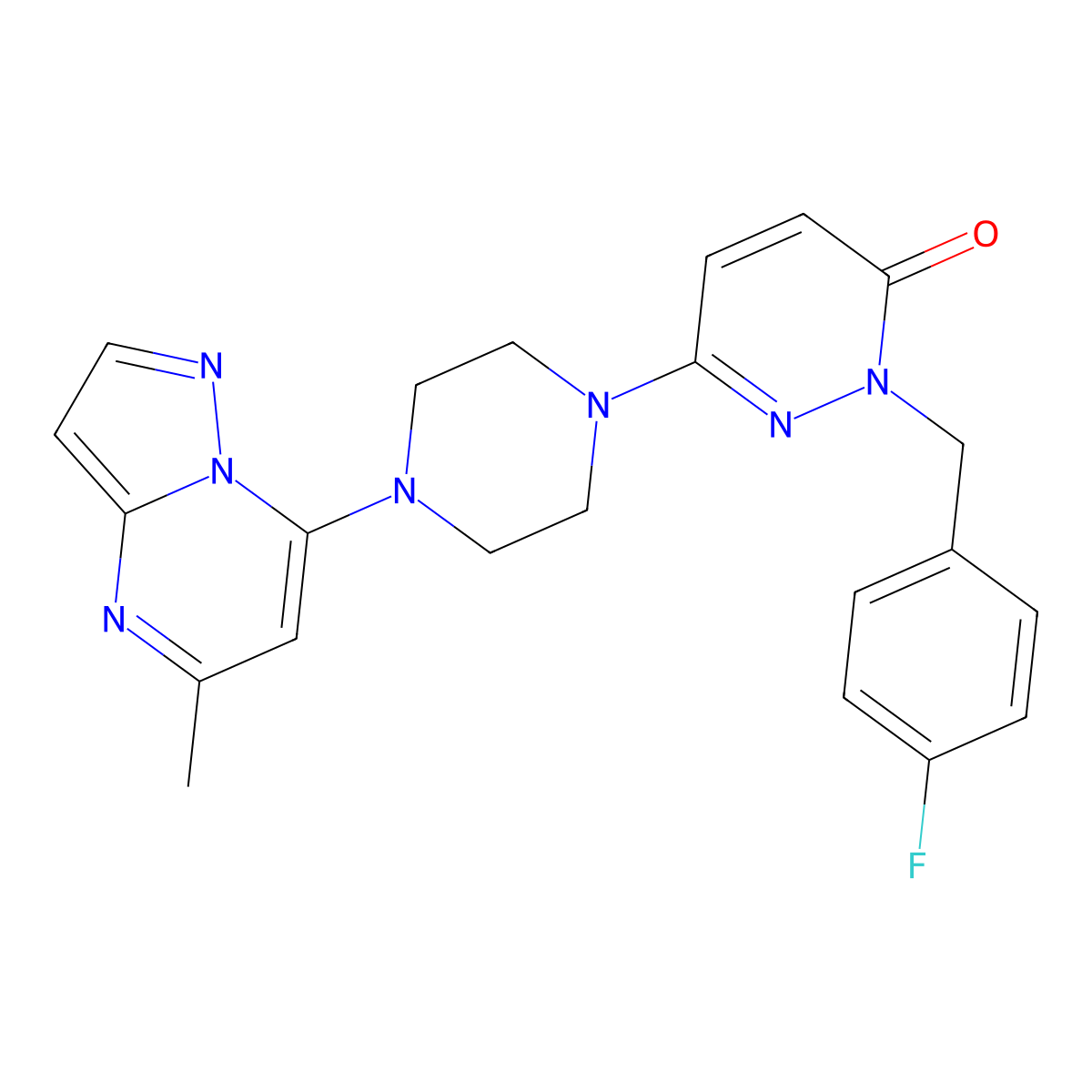 2-[(4-Fluorophenyl)methyl]-6-(4-{5-methylpyrazolo[1,5-a]pyrimidin-7-yl}piperazin-1-yl)-2,3-dihydropyridazin-3-one molecular structure, CAS 2770634-90-5