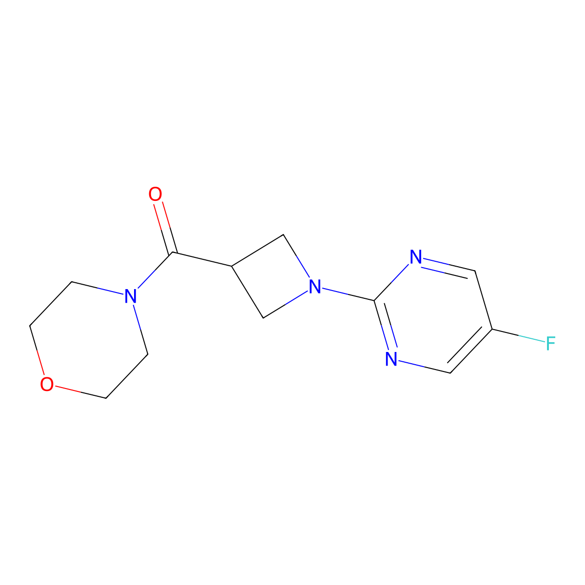 4-[1-(5-Fluoropyrimidin-2-yl)azetidine-3-carbonyl]morpholine molecular structure, CAS 2770634-97-2