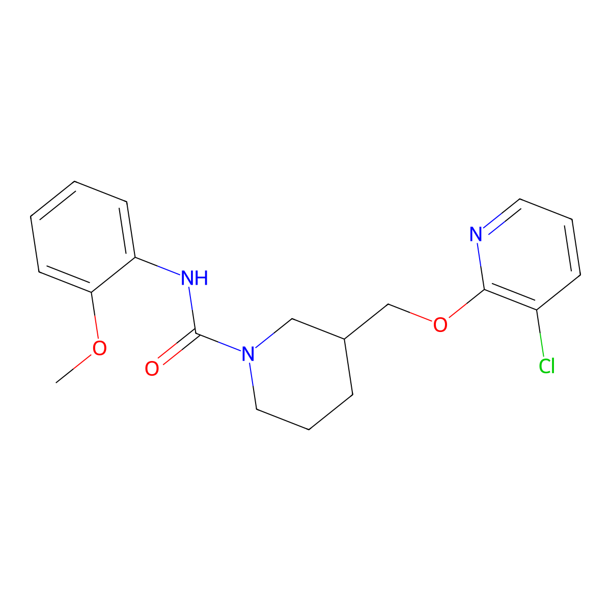 3-{[(3-chloropyridin-2-yl)oxy]methyl}-N-(2-methoxyphenyl)piperidine-1-carboxamide molecular structure, CAS 2770635-01-1