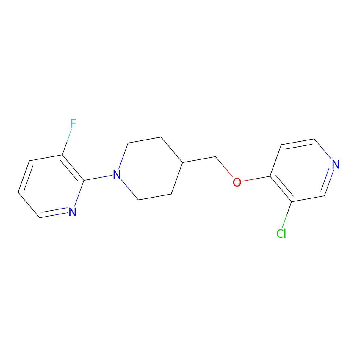 2-(4-{[(3-Chloropyridin-4-yl)oxy]methyl}piperidin-1-yl)-3-fluoropyridine molecular structure, CAS 2770635-06-6